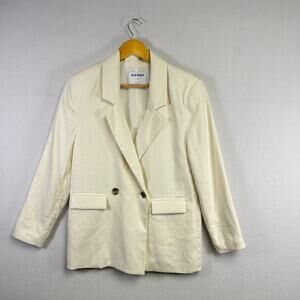 Old Navy Classic Cream White Womans Linen Blend  Blazer Jacket Size XS Career